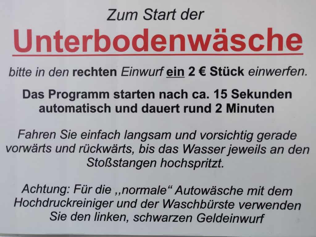 Bedienungsanleitung Unterbodenwäsche Waschanlage Hildesheim Auto-Waschbär